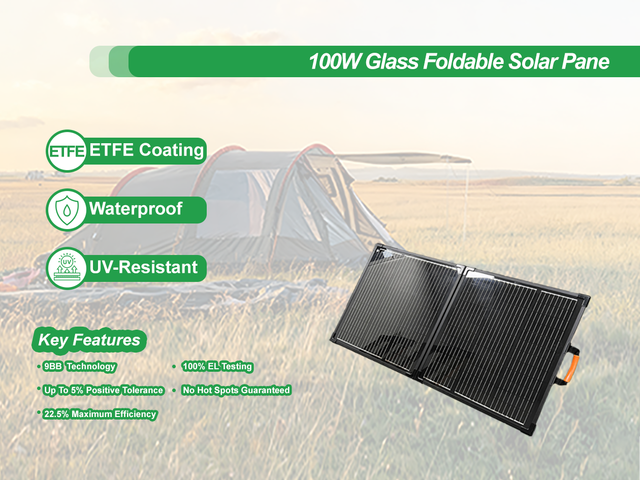 100W Glass Foldable Solar Panel